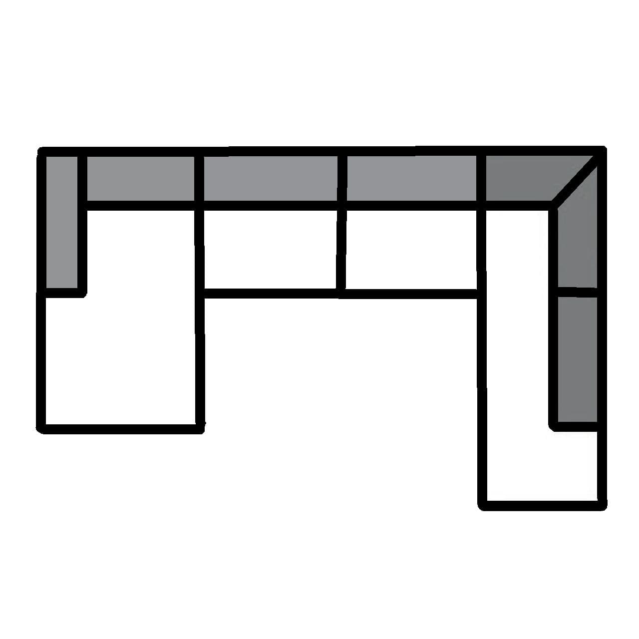 Longchair links - Eckelement + 1-Sitzer rechts