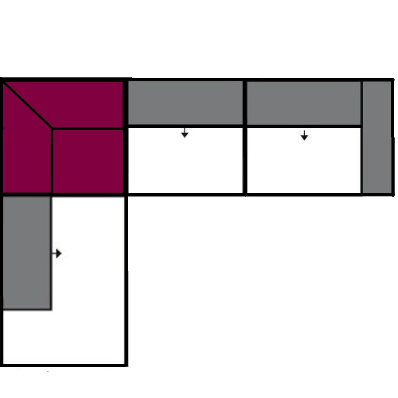 Ecke links 119x119cm Anbausofa rechts, Zwischenelement