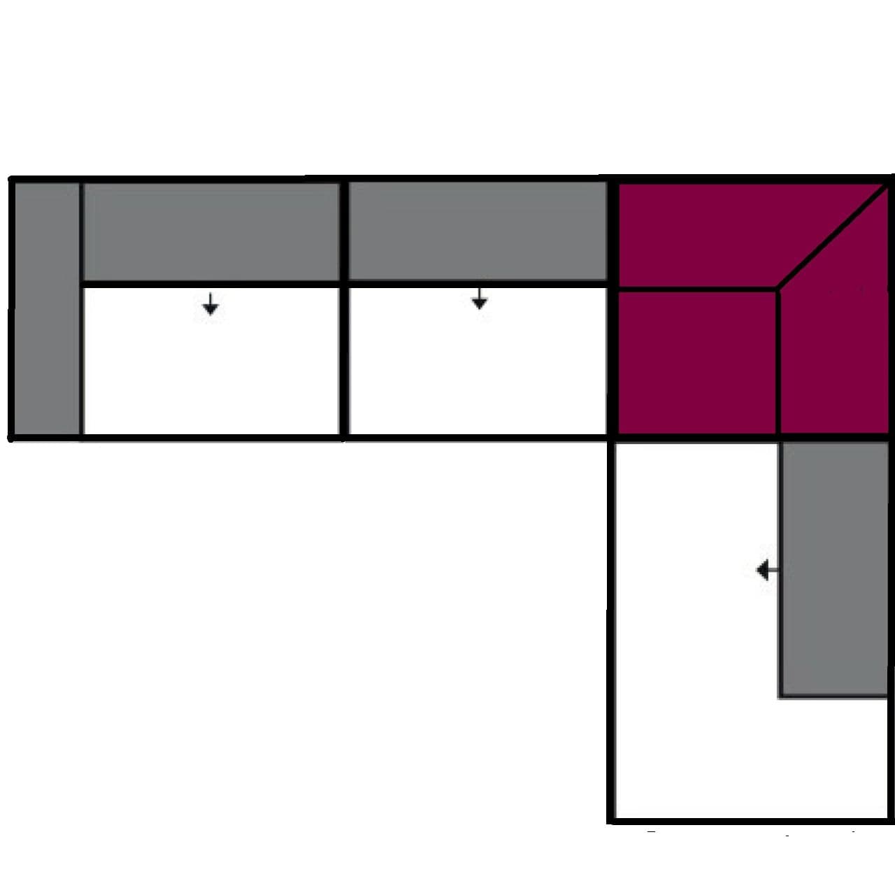 Ecke rechts 119x119cm Anbausofa links, Zwischenelement